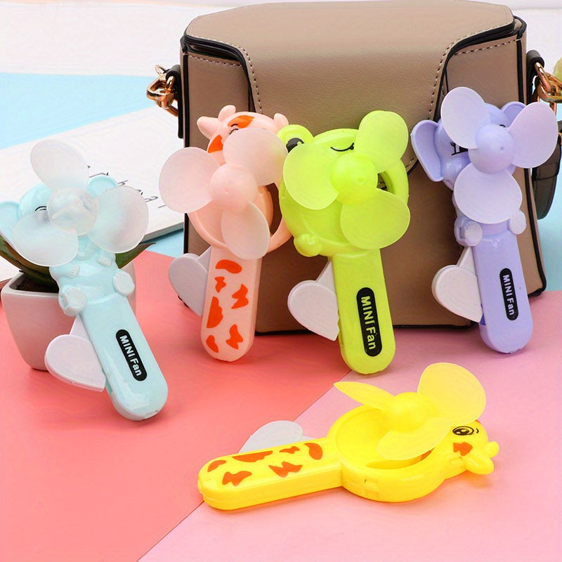 Mini ventilador portátil de mano para verano para adultos, pack de 1 o 5, dibujo animado lindo