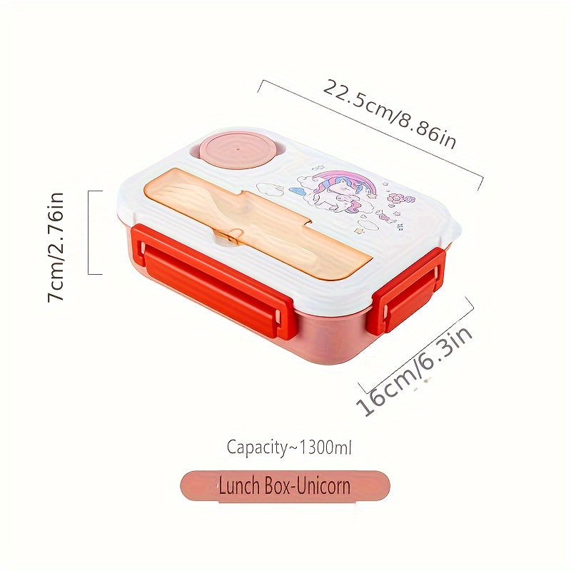 Детский ланч-бокс на 44 унции с соусными чашками и приборами, герметичный, безопасный для микроволновки