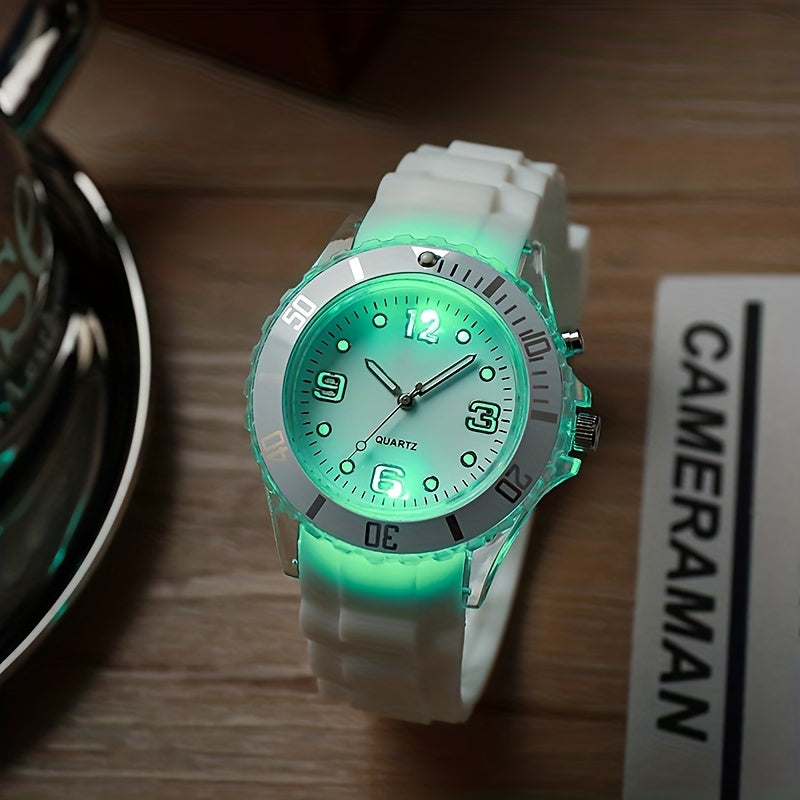 Women's Outdoor Sports Watch with Large Dial Luminous Silicone Wristwatch