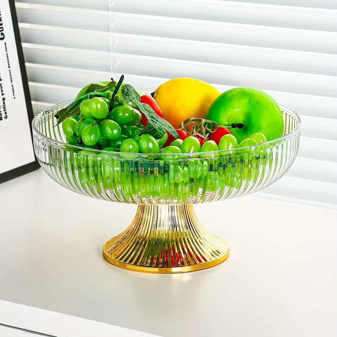 Acrylic Fruit Bowl with Gold Rim and Luxurious Texture for Snacks and Decor