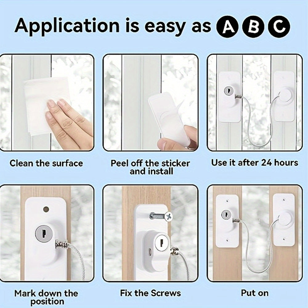 2-Pack UPVC Window Locks Set Childproof Security with Keys and Screws