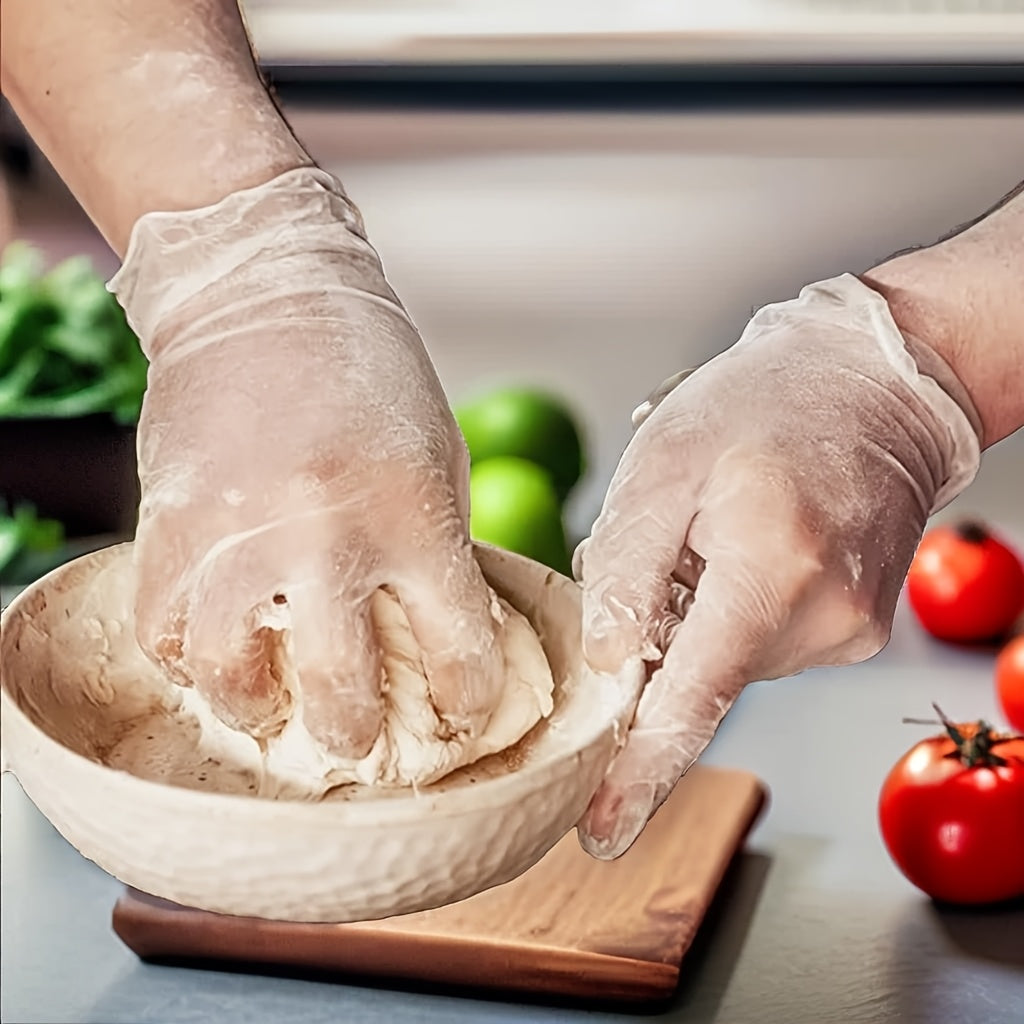 Bir martalik TPE qo‘lqoplar, 100 dona, suv o'tkazmaydigan, boshqariladigan, tozalanmaydigan, uy va oshxona uchun