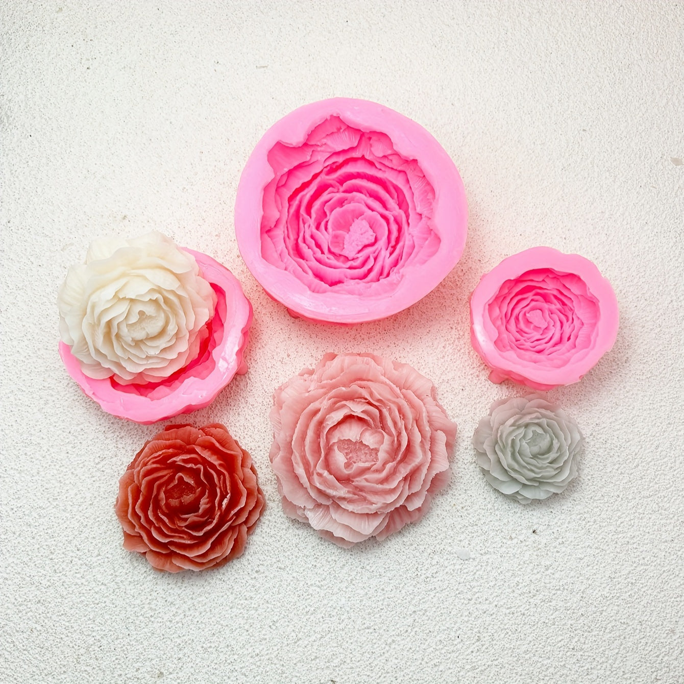 Silicone Mold for DIY Crafts Peony Flower Design Resin Candle Soap Clay 1pc