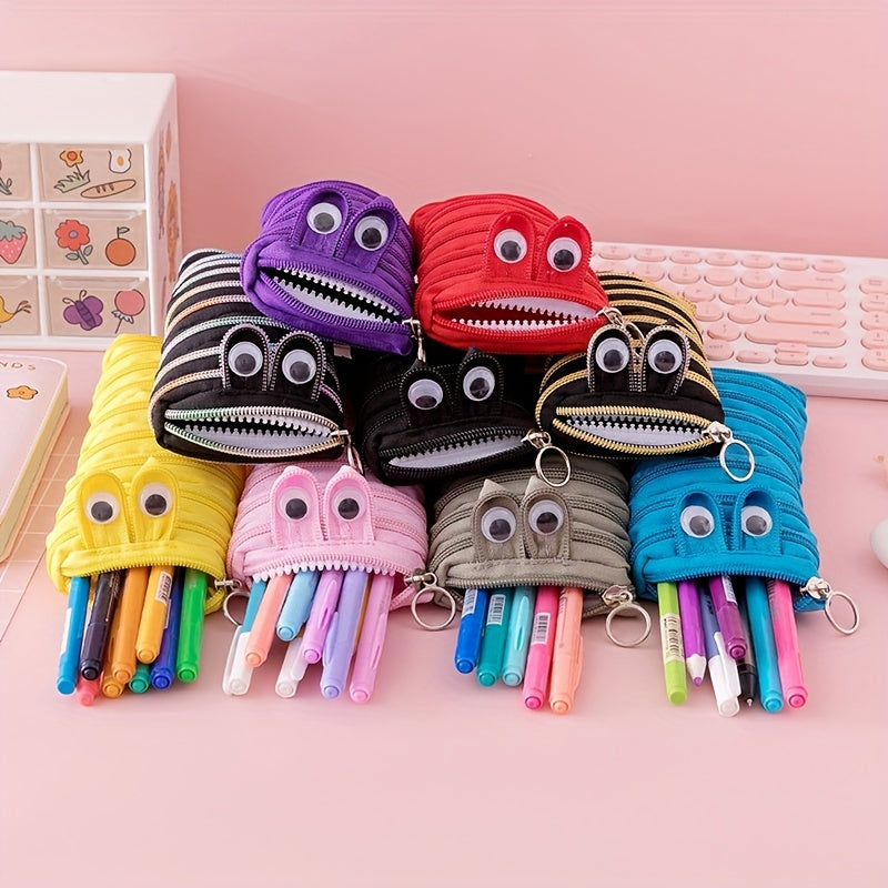 Cute Caterpillar Pencil Case with Large Capacity for Students and Makeup Storage