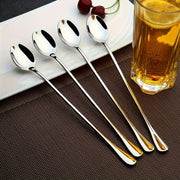 Set of 10 Stainless Steel Long-Handled Kitchen Spoons for Cooking and Serving