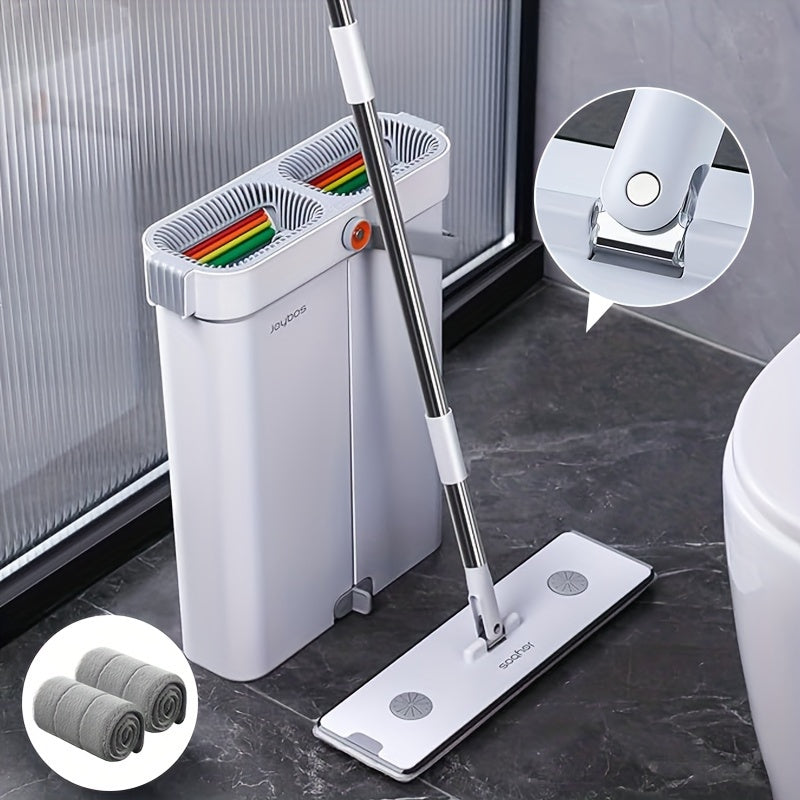 Flat Mop 4-in-1 Floor Cleaner with Squeeze Bucket, Ultra-Narrow Design
