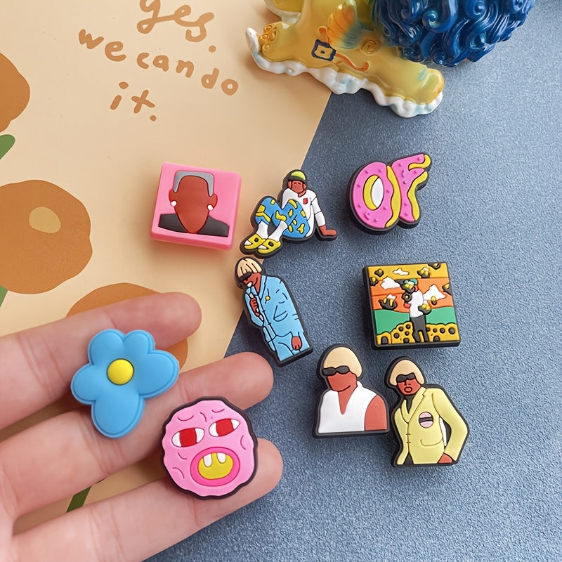 Kids PVC Shoe Charms Set, Colorful Cartoon Characters, Removable Accessory