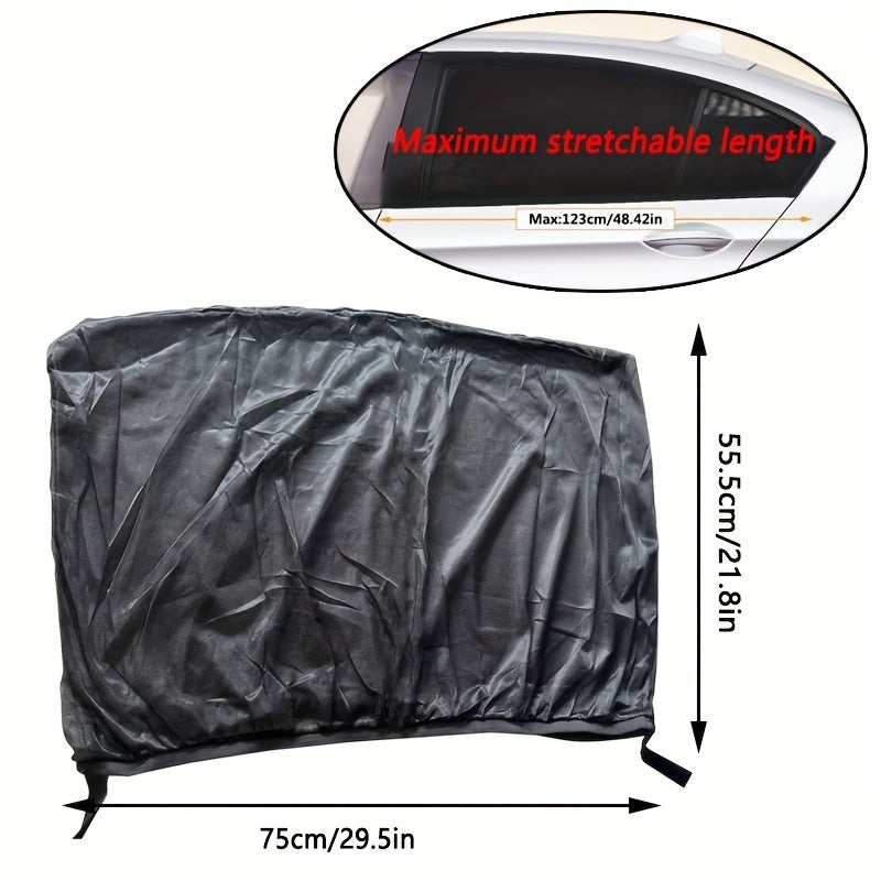 2 dona Avtomobil oynasi quyoshdan himoya qilish UV himoyali naylon tarmoq yon va orqa oynalar uchun qoplamalar