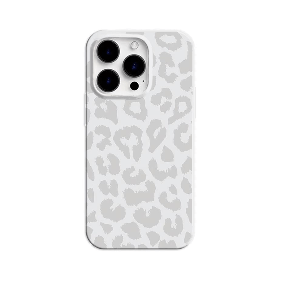 White Leopard Print TPU Phone Case for iPhone 11 12 13 14 15 16 Pro Max