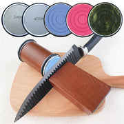 Magnetic Knife Sharpener with Diamond Stone and Adjustable Angle Wooden Grinding System