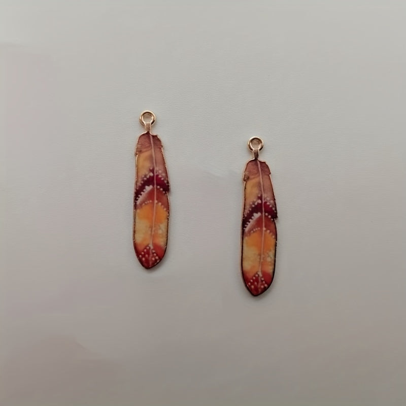 Set of 10 Feather-Shaped Alloy Pendants for Jewelry Making Keychains Necklaces Earrings