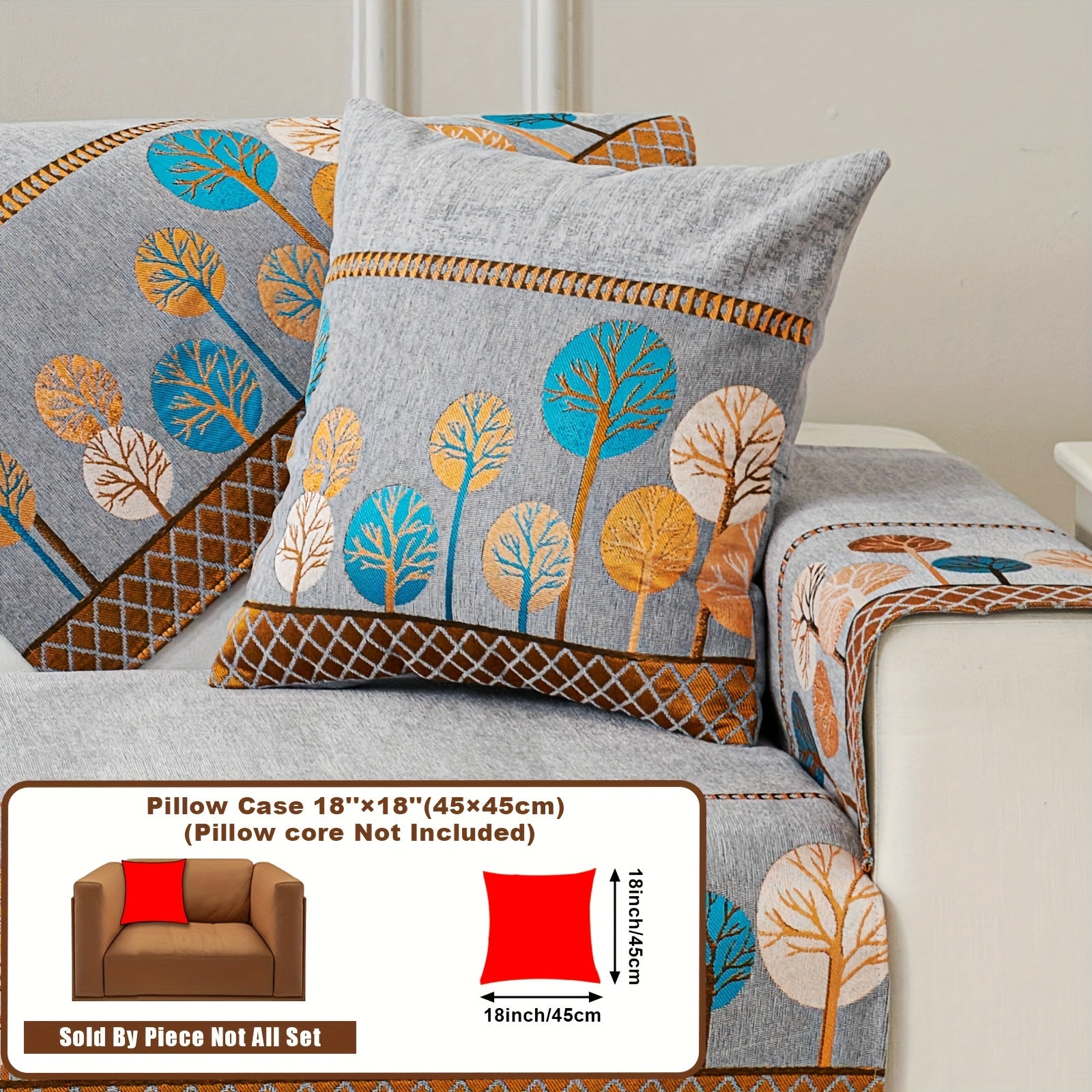 Boho Chic Jacquard Chenille Sofasi Qoplamasi Oygʻon Daraxt Mavzusi Boshqalar uchun Yoqimli Qattiq Yuvilishi Oʻz-oʻzidan yopishmaydigan Bardoshli Qalinlashtirilgan 4 oʻrindiqli kresloni mos keladi