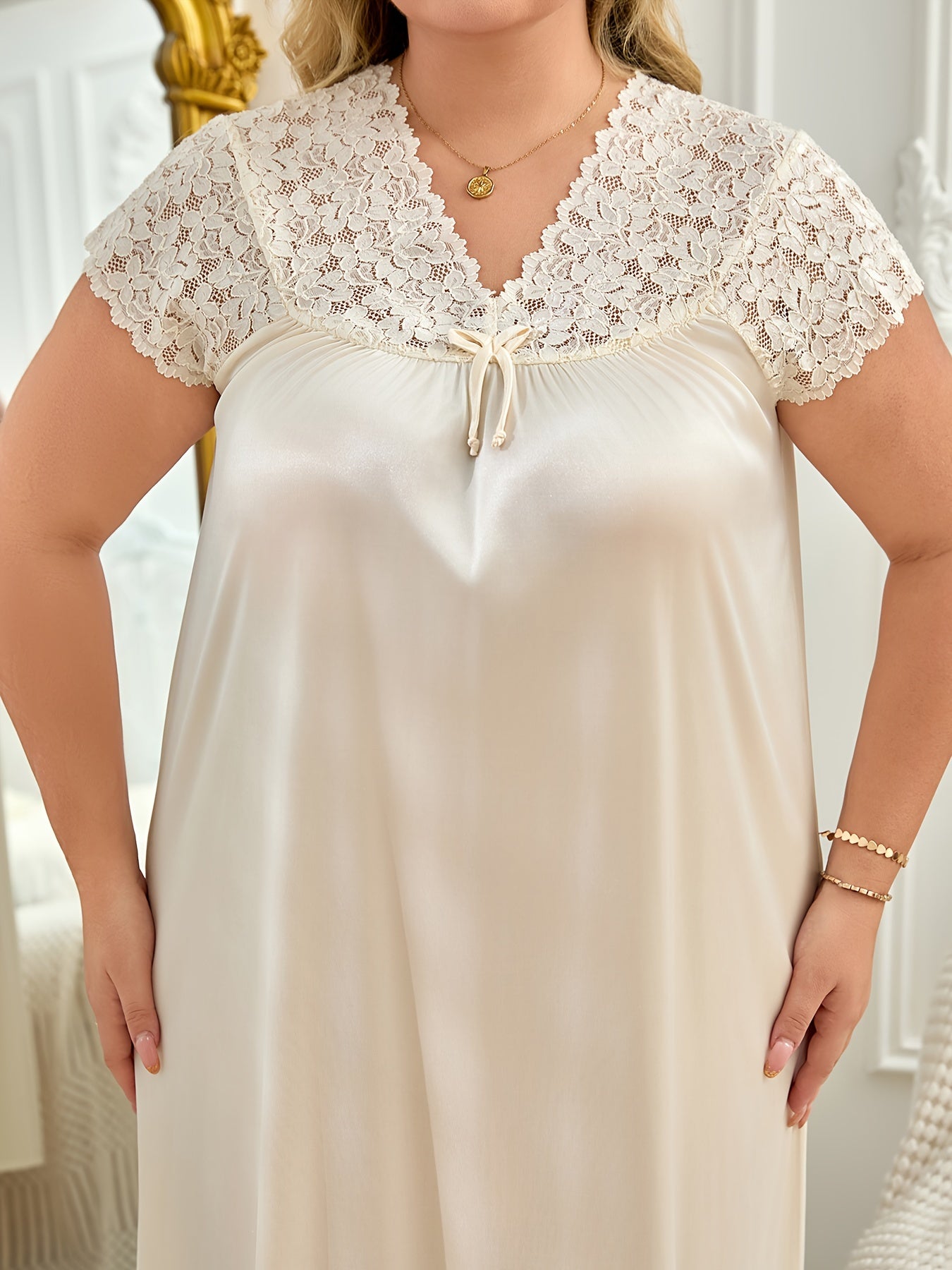 Women's Nightgown Long Sleepwear Casual Home Wear Satin Blue Large