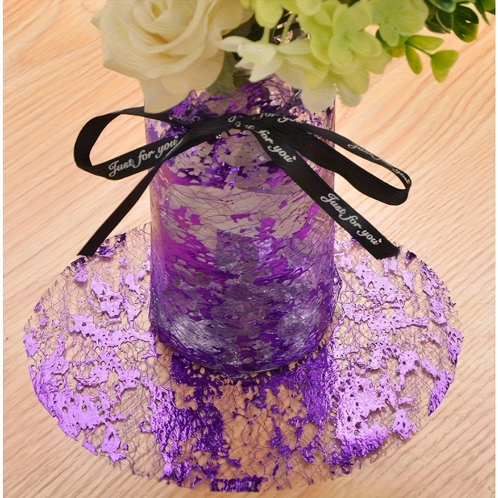 12, 24 yoki 50 ta diskoyi qog'ozli, doimiy, doira shaklidagi, yaltirashli folga stol mato to'plami, ko'k va binafsha