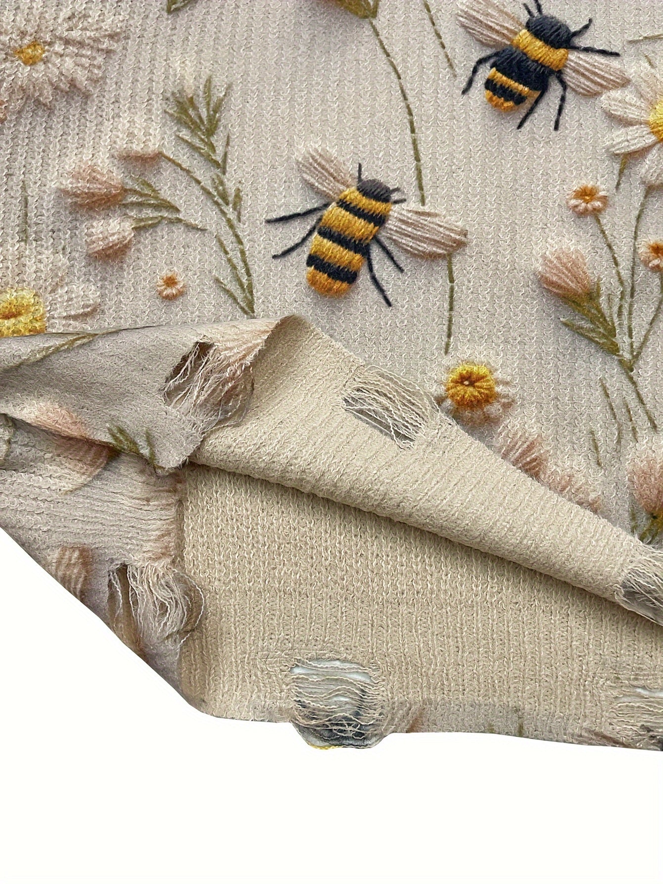 Плюс сайз женское платье-свитер с цветочным принтом пчелы, повседневное, с длинными рукавами, легкое, для осени и зимы