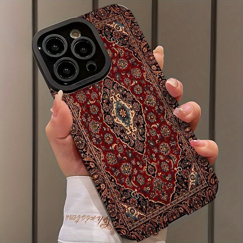 Retro Nordic American Ethnic Pattern TPU Phone Case for iPhone 16 Pro Max with Silicone Drop Protection