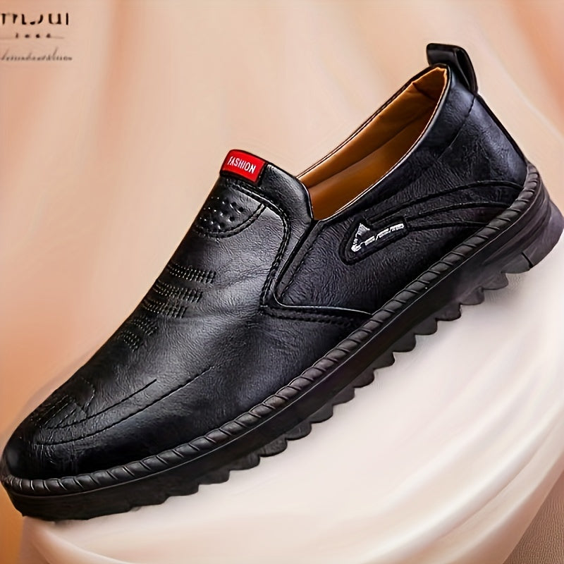 Zapatos de vestir slip-on para hombre antideslizantes, cómodos y casuales, de color sólido para todas las estaciones