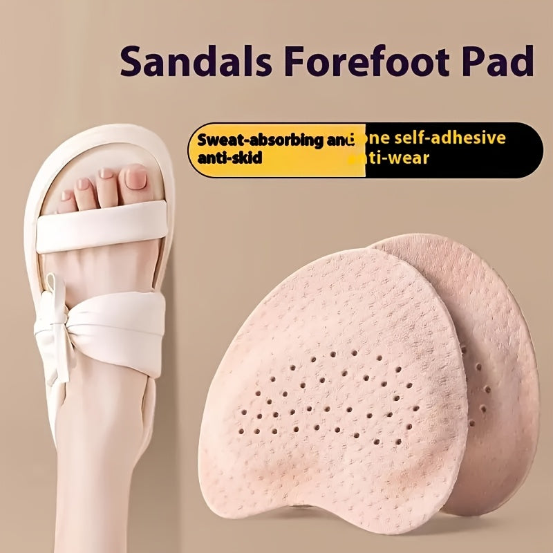 Women's Brown Leather Shoe Insoles with Anti-Slip Gel Pads