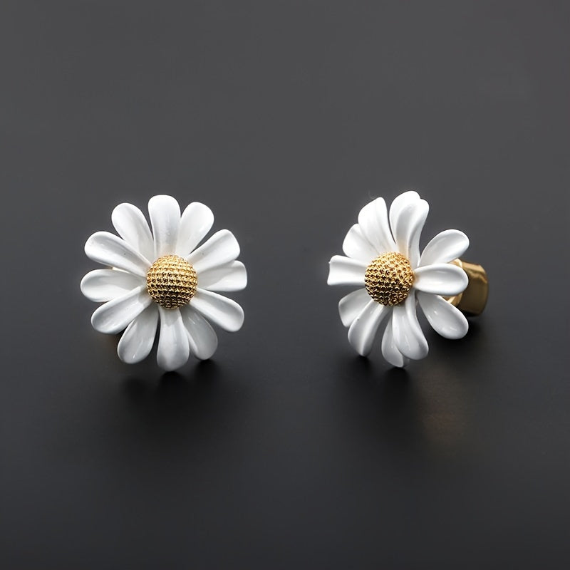 Daisy Flower Jewelry Set Stainless Steel Earrings Necklace Ring Bangle for Women