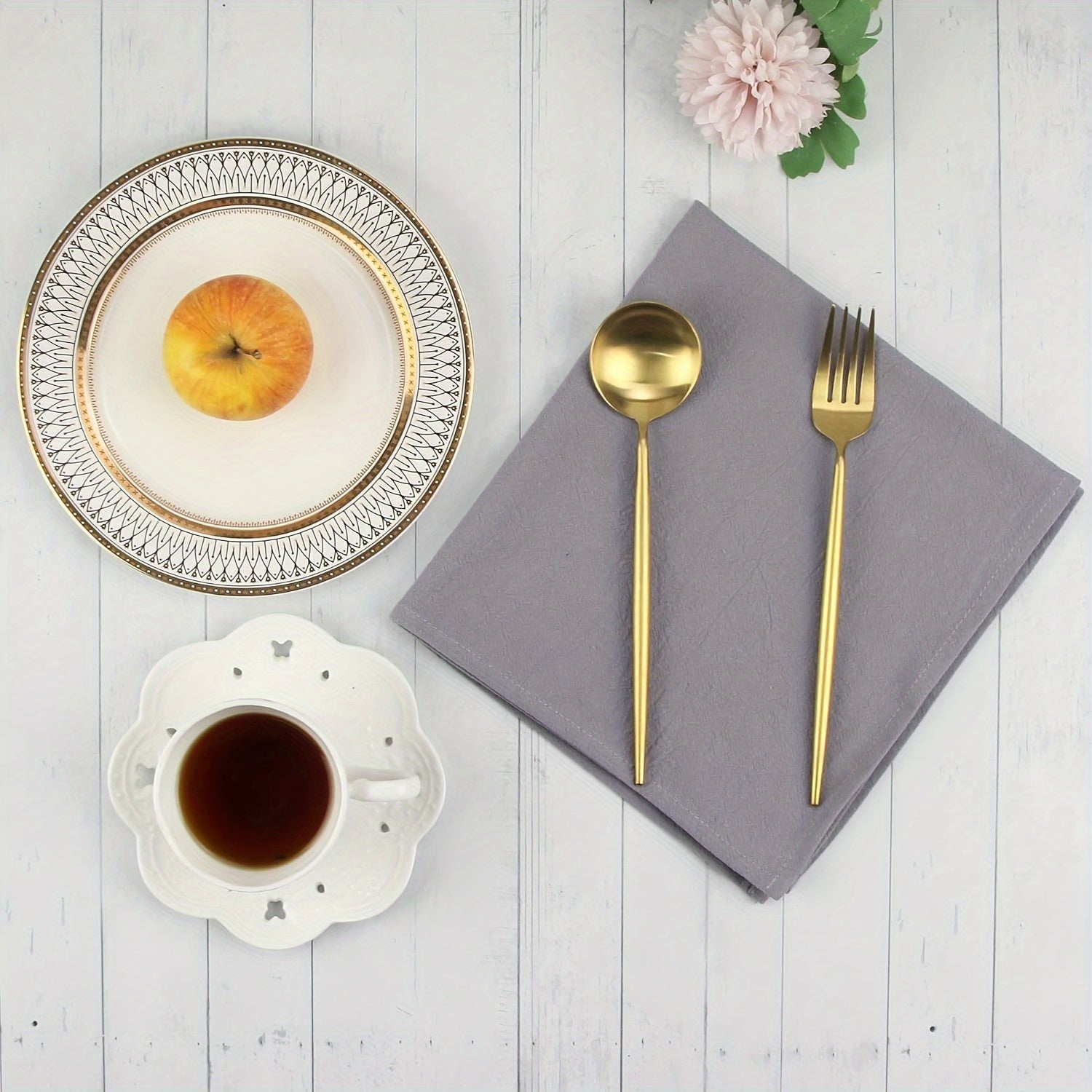 Set of 6 Solid Color Washable Cloth Dinner Napkins 40x40 cm for Parties Weddings