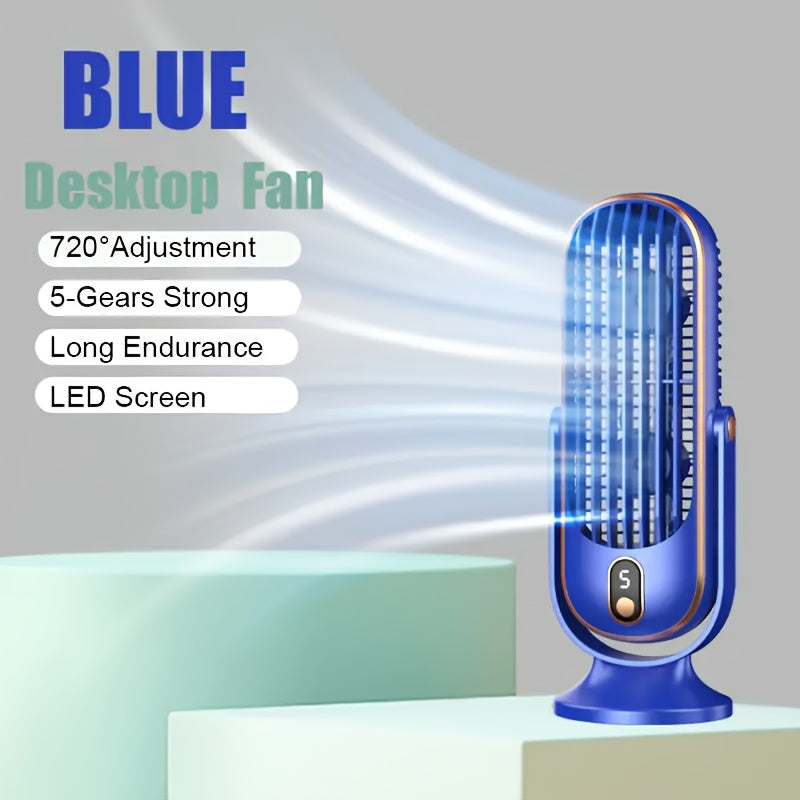 Portable RV Fan with LED Display, 5 Speeds, USB Rechargeable, Quiet Personal Cooling Fan for Home Office Bedroom Camping