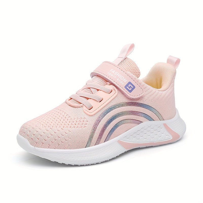 Girls Lightweight Running Sneakers with Hook and Loop Fastener for Spring and Fall