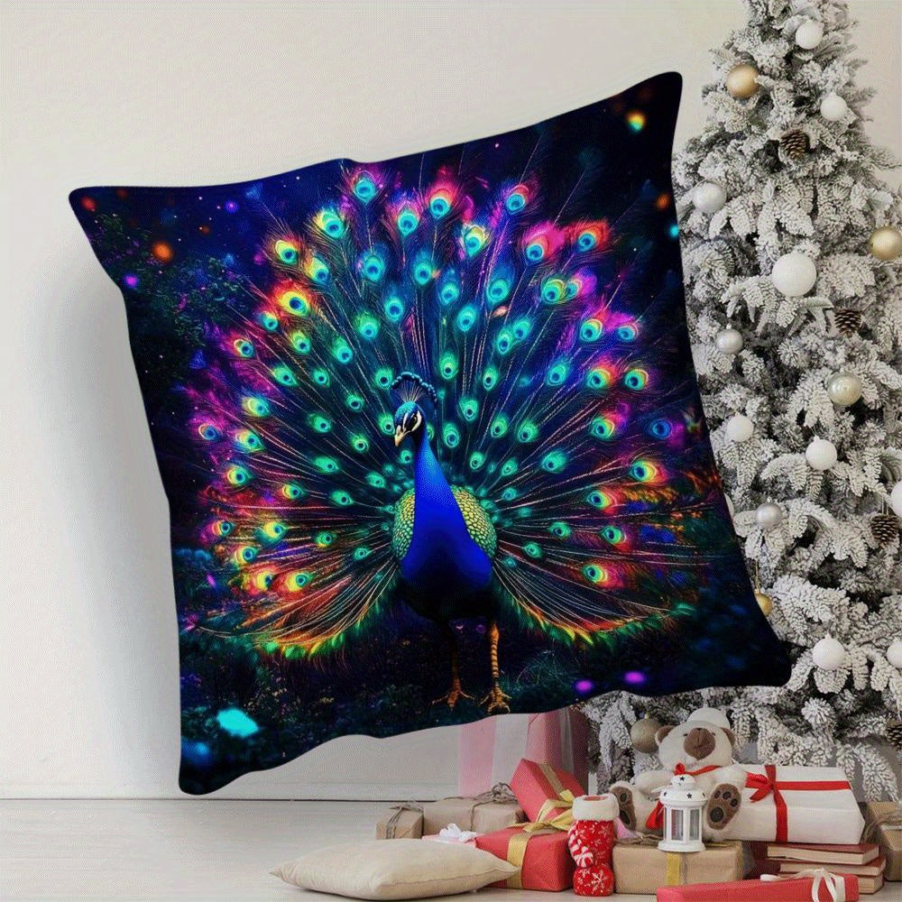 Peacock Pillow Cover 45.72x45.72 cm Polyester Zipper Decorative Throw Pillowcase