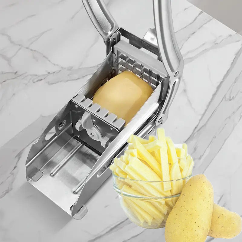 Stainless Steel French Fry Cutter Manual Potato Slicer with Interchangeable Blades