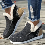 Women's Slip-On Winter Boots Cold Weather Plush-Lined Black Durable Traction