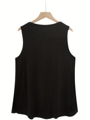 Набор из 3 женских трикотажных жилетов из полиэстера однотонного цвета с круглым вырезом, повседневные рубашки