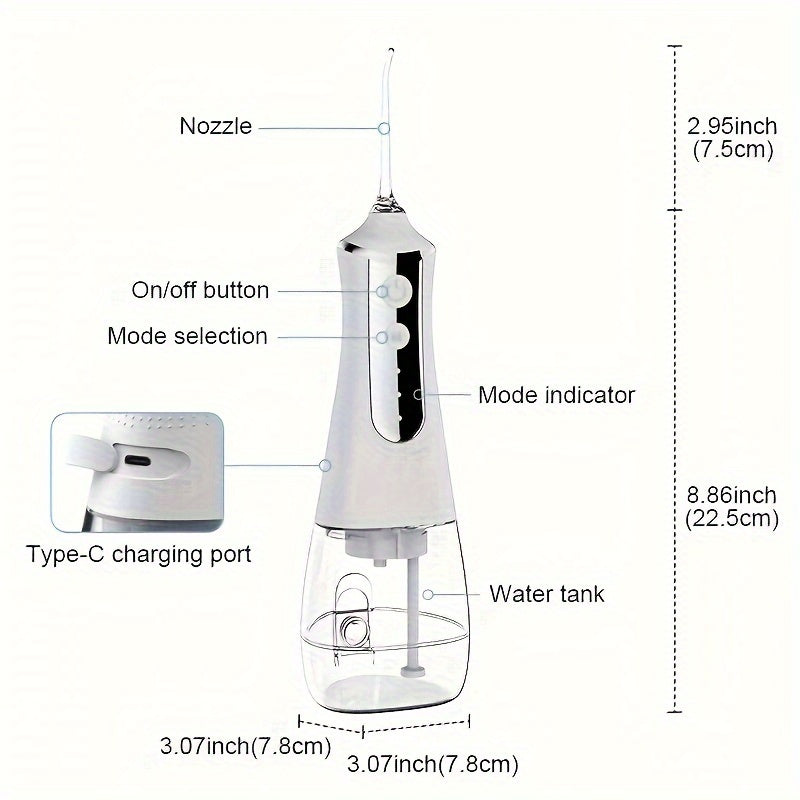 Portativ simsiz suv tozalash uchun tish cho'pkichi, 300ML suv tanki bilan