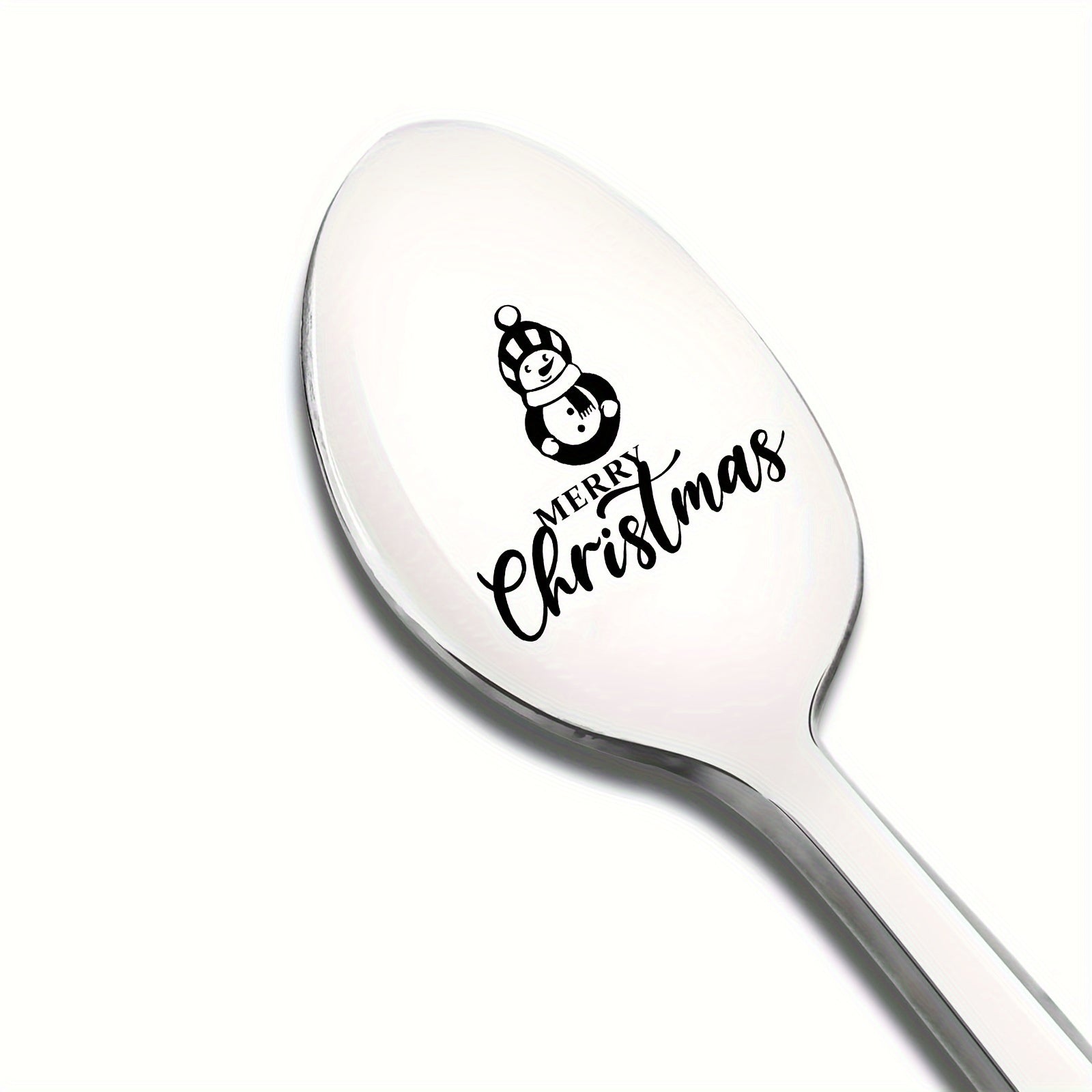 Set of 2 Stainless Steel Spoons with Laser-Engraved Merry Christmas Design
