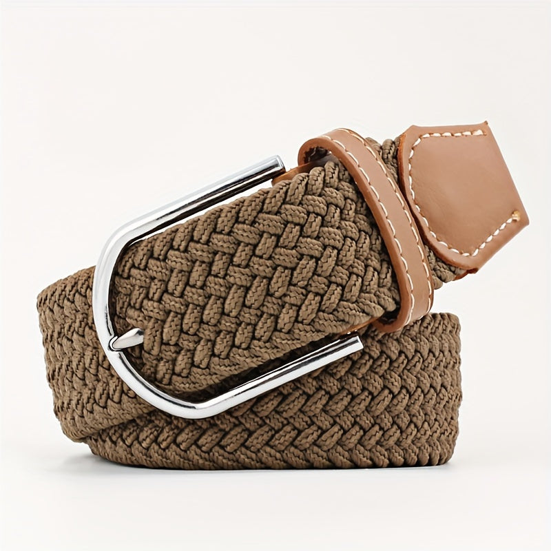 Women's Braided Elastic Belt with Woven Design for Golf and Casual Wear