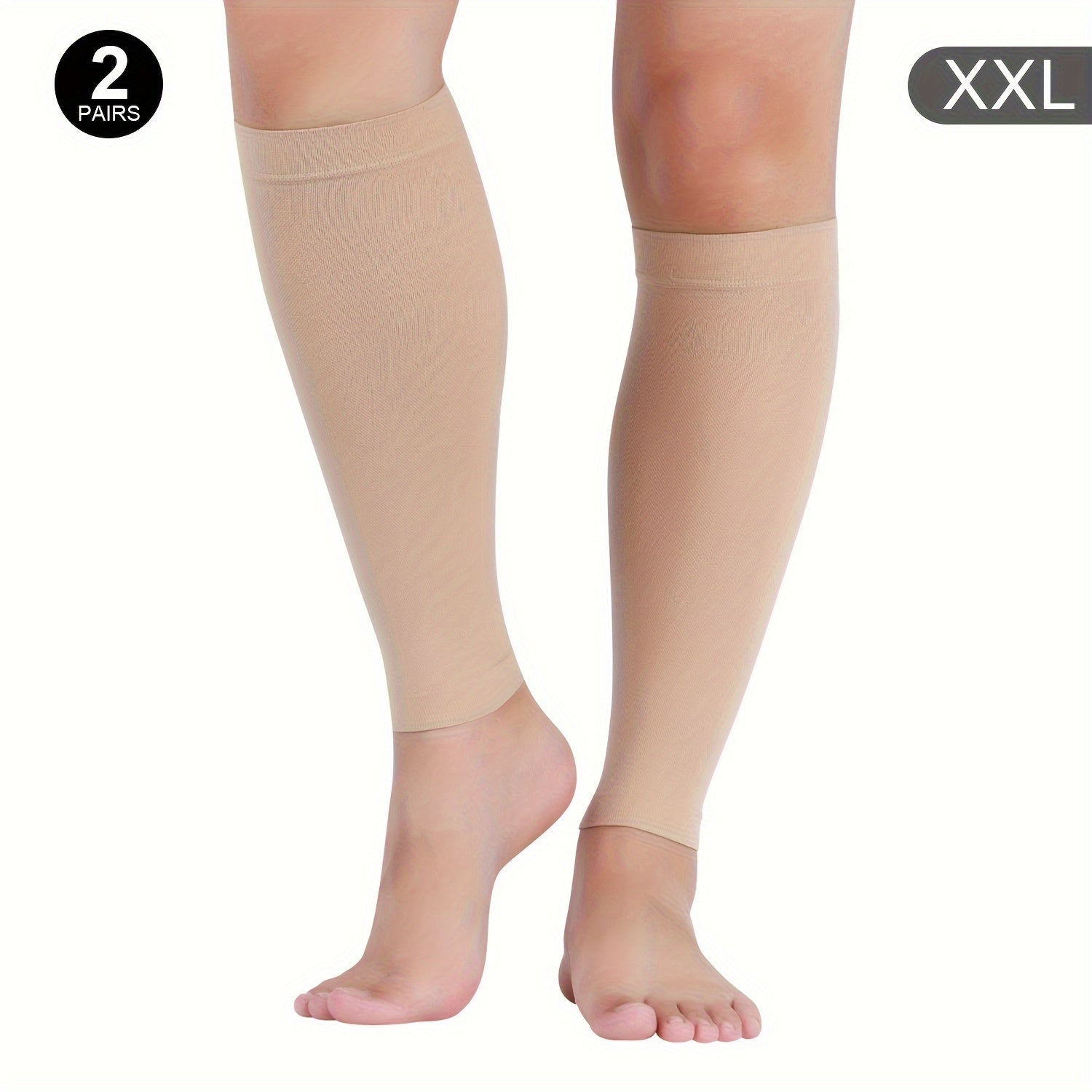 Unisex Nylon Spandex Leg Compression Sleeves 20-30mmHg Breathable Non-Slip
