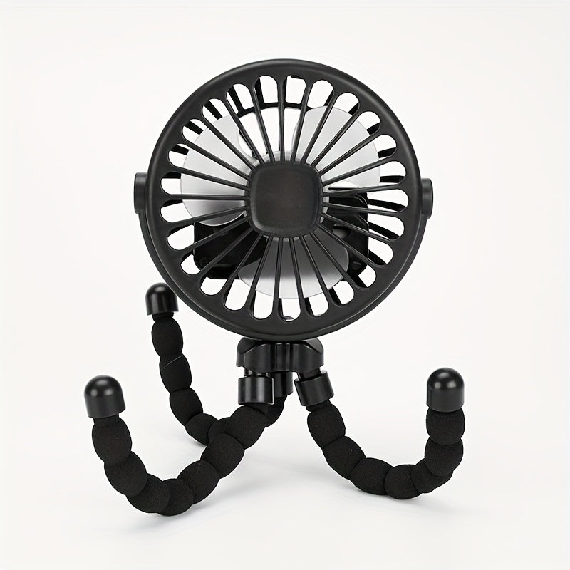 Mini Octopus Fan Portable 3-Speed Rechargeable with Hanger Stand for Stroller Outdoor