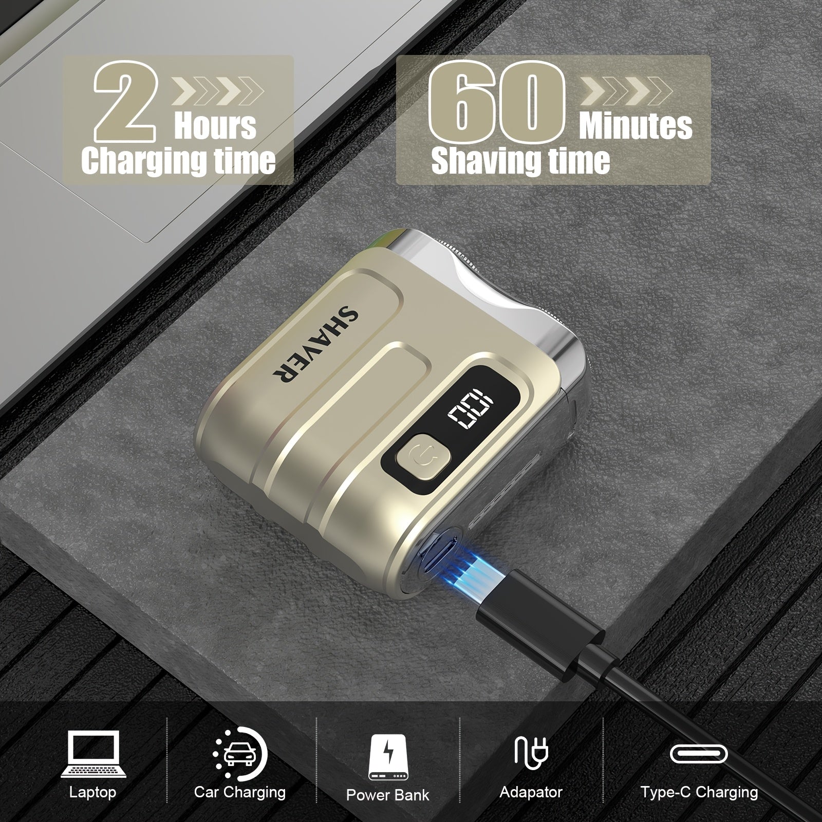 Men Electric Shaver Portable USB Rechargeable Dual Blade Trimmer Lightweight