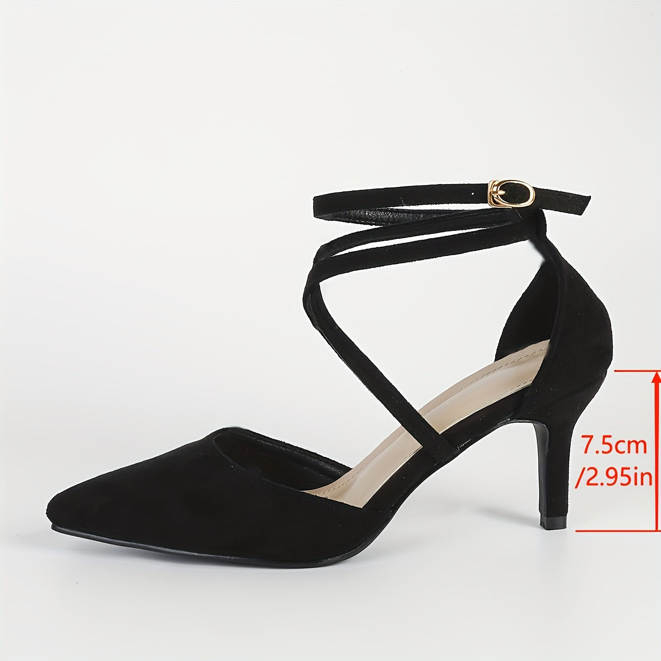 Women's Black Pointed Toe High Heels with Ankle Straps for Parties and Casual Wear