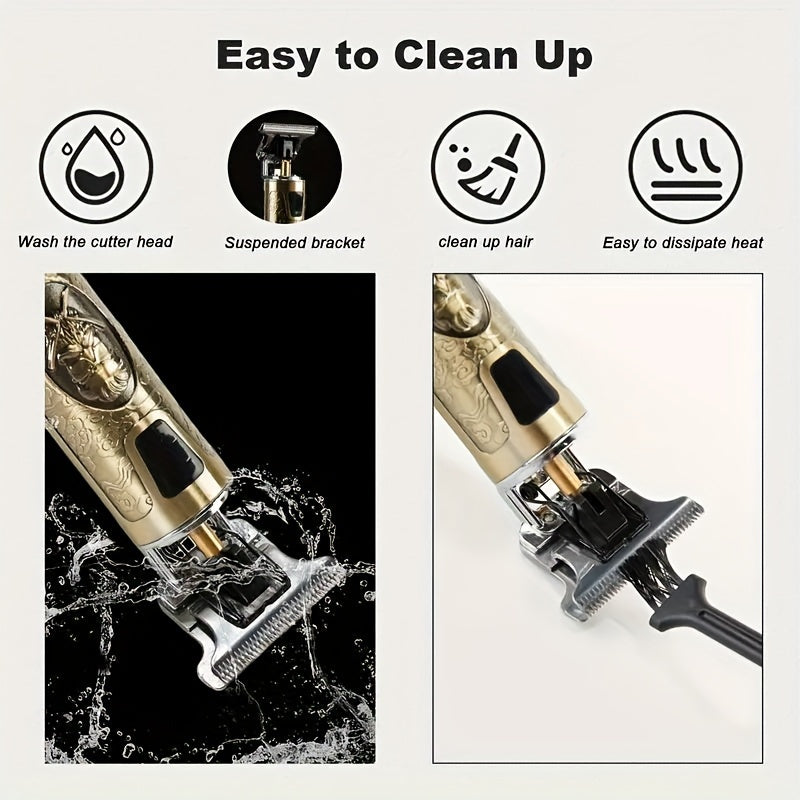 Беспроводной профессиональный триммер для волос с LED-дисплеем, зарядкой USB-C и 4 аксессуарами