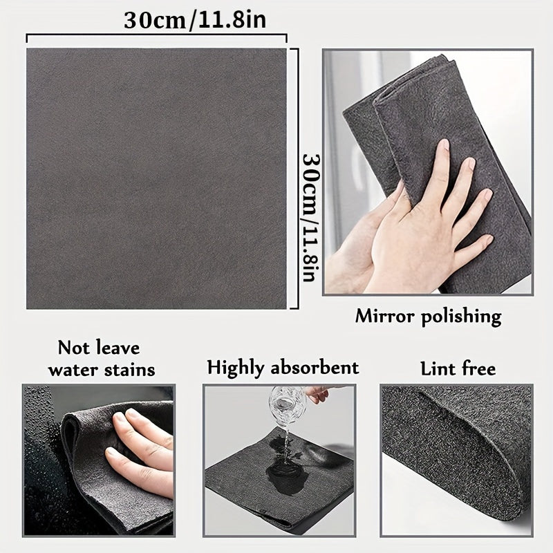 Set of 5 Thick Microfiber Glass Cleaning Cloths for Windows Mirrors Cars Kitchens Bathrooms