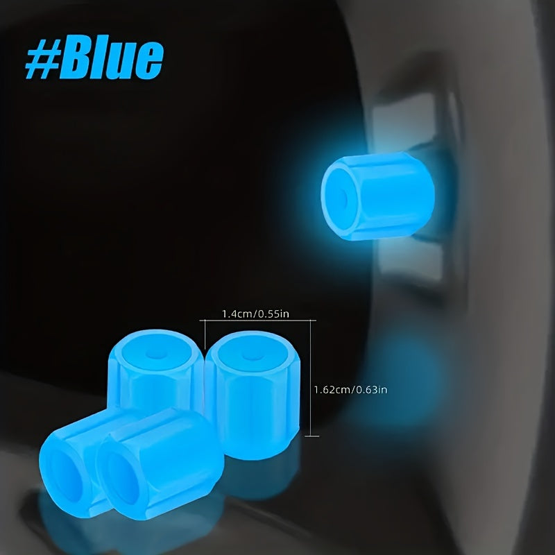 Universal Car and Bicycle Fluorescent Valve Stem Caps 4/8/12pcs