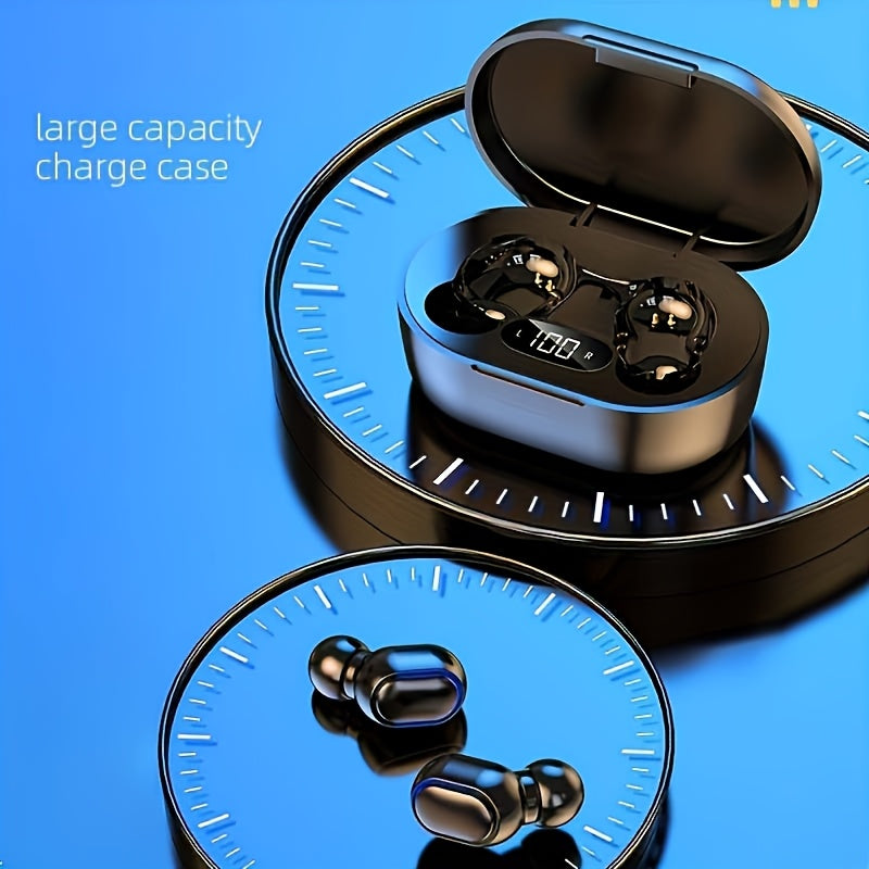 Wireless In-Ear Headphones with Button Control LED Power Display Long Battery Life Compatible with Multiple Devices