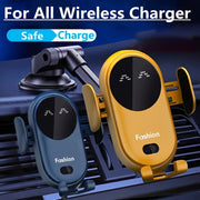 Wireless Car Charger Stand Auto Clamping Magnetic Infrared Qi Mount