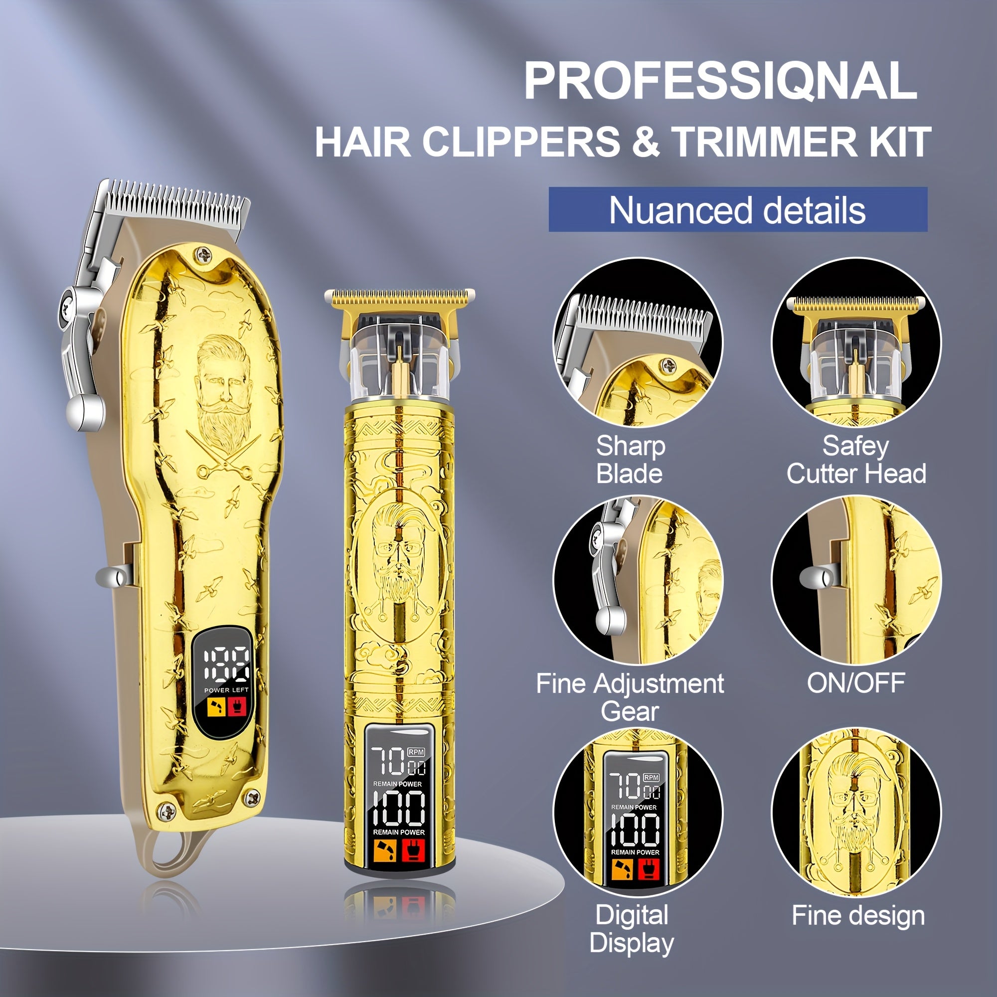 Электрический триммер для волос и бороды, аккумуляторный USB, беспроводной, для домашнего использования