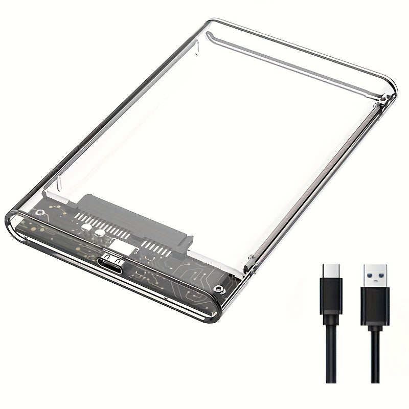 "Plug & Play Shaffof HDD/SSD Qopqog'i - USB 3.0 Type-C Adapter, Barcha SATA Drayverlarini Qo'llab-quvvatlaydi, Ko'k LED Ko'rsatkichi"