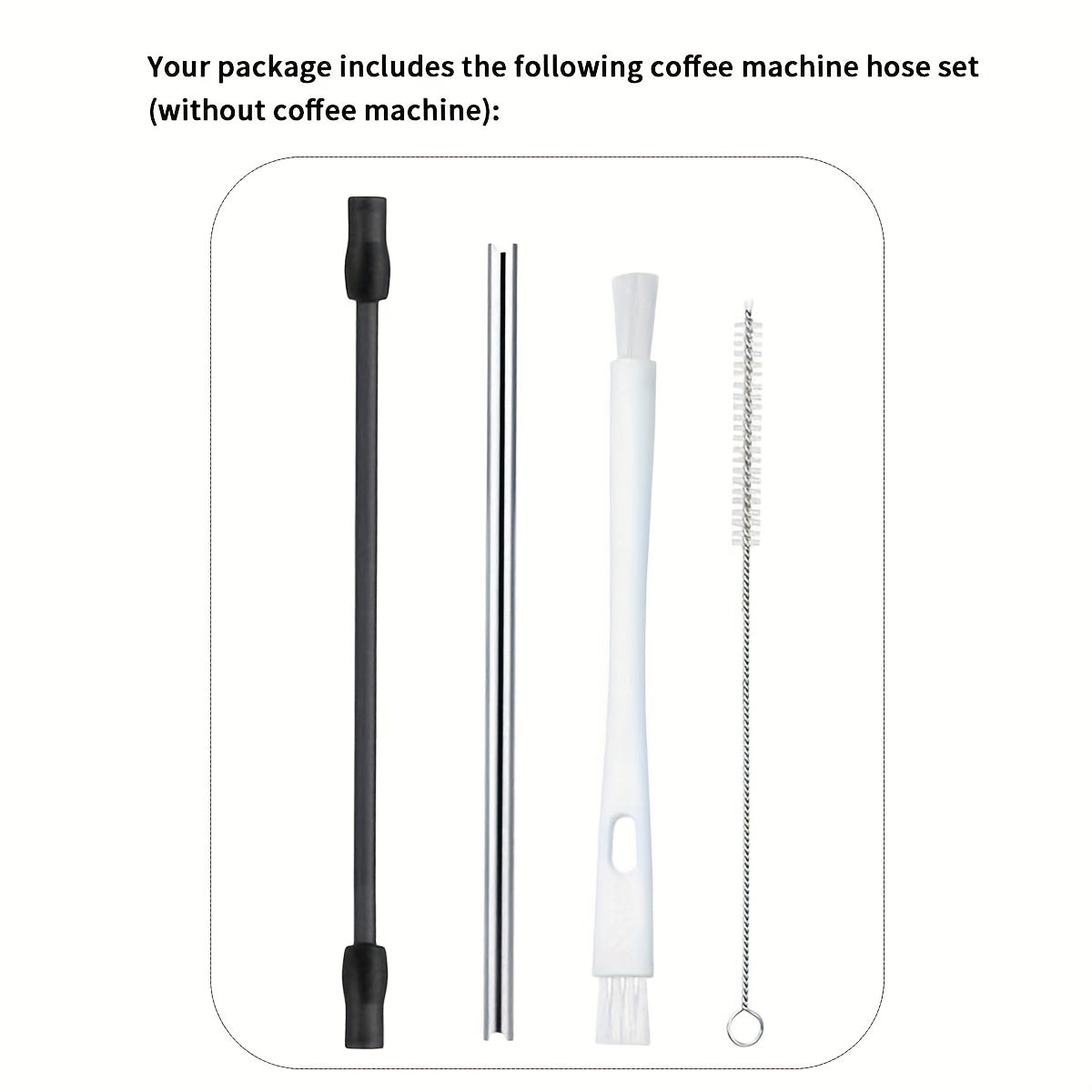 Stainless Steel Milk Hose Set for Fully Automatic Coffee Machines with Cleaning Brushes