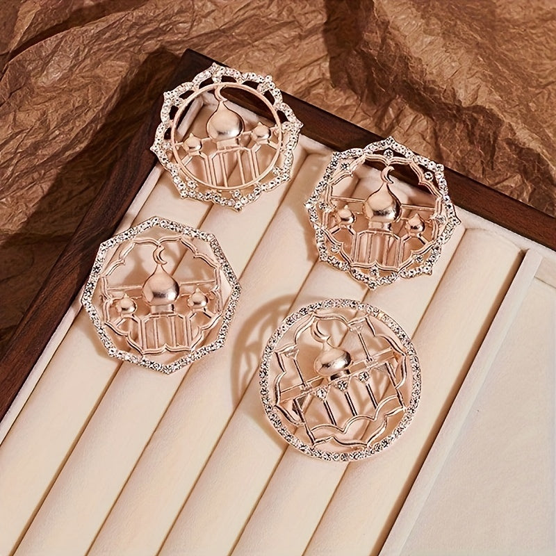 Vintage Round Rhinestone Brooch with Synthetic Pearl and Southeast Asian Charm