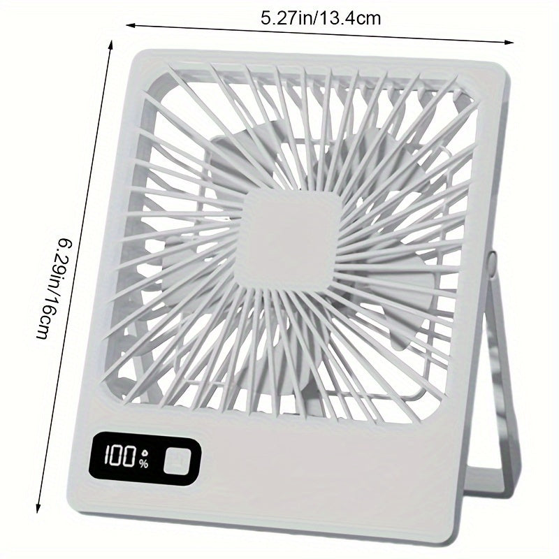 Portable Battery-Powered Desk Fan with 180° Tilt, 5-Speed, USB Charging