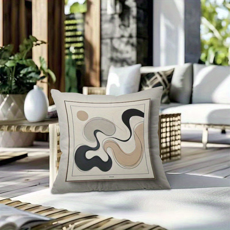 Polyester Throw Pillow Cover with Abstract Wave Design for Home Decor Sofa Bedroom