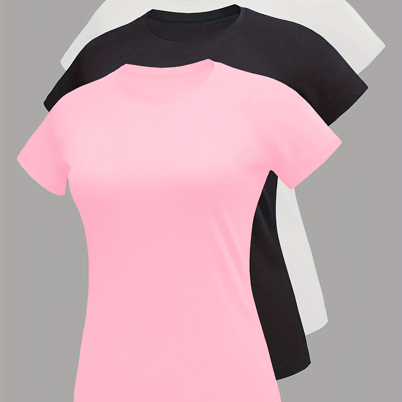 Women's Plus Size Summer Short Sleeve T-Shirts Casual Versatile Tops 3-Pack