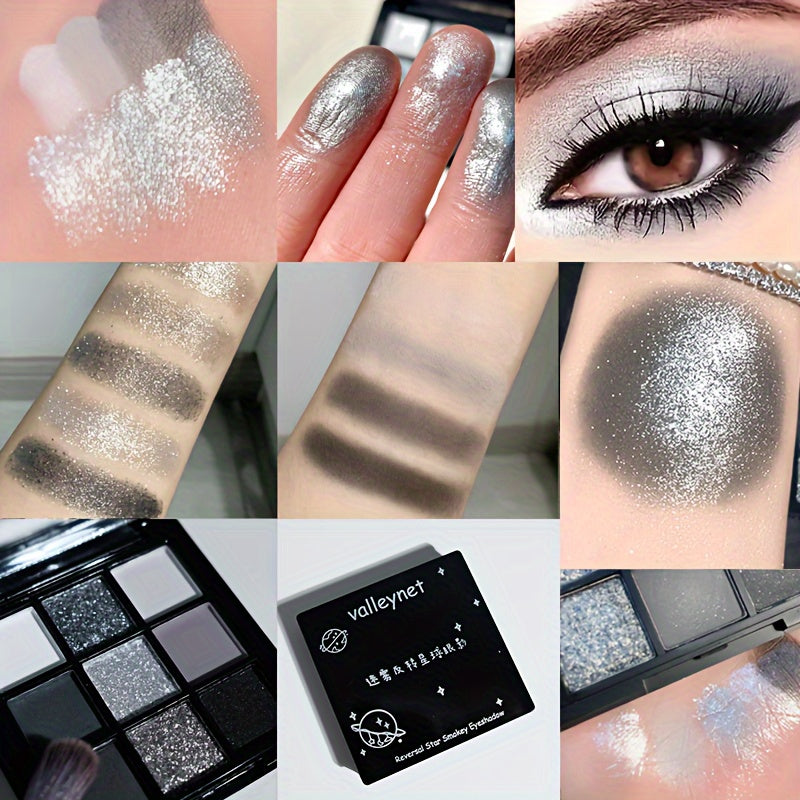 Палитра теней для век с черным дымчатым эффектом 9 цветов матовые и мерцающие серые и черные оттенки для макияжа глаз